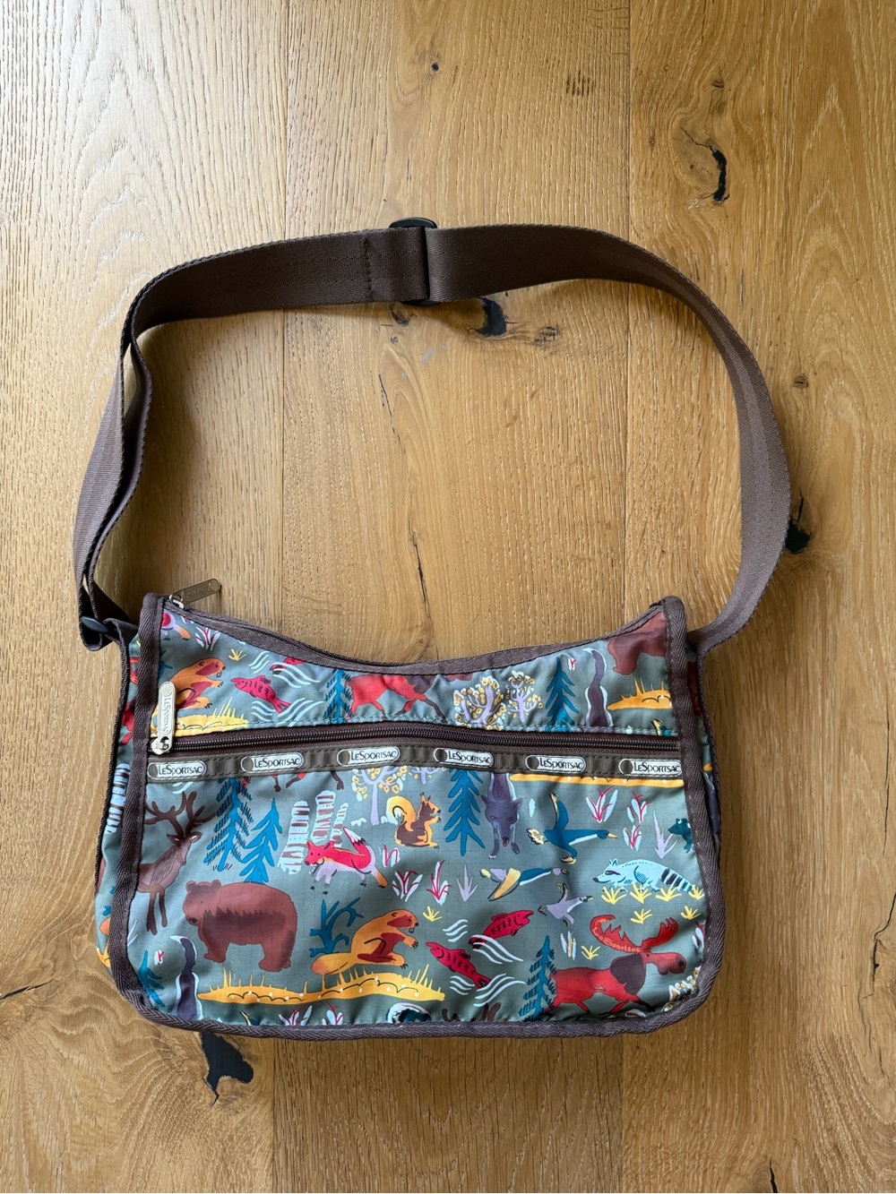 Lesportsac Shoulder Crossbody Bag Forest Animals Print